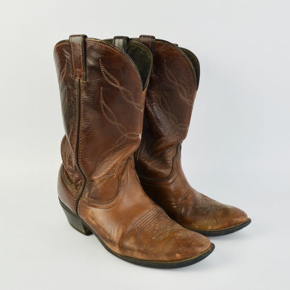 Vintage Vulcan Men's Brown Leather Cowboy Boots